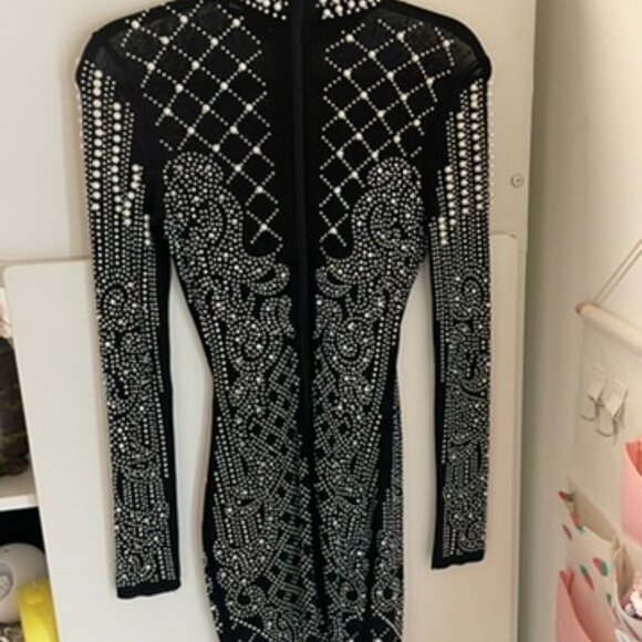 Fashion Nova Luxe Pearl Mesh Dress size small - Picture 5 of 7